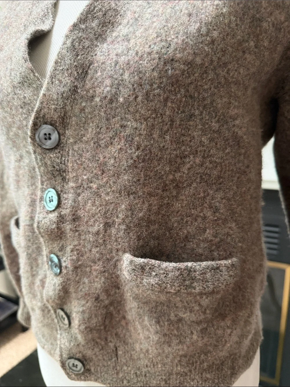 Lord & Taylor Brown Button-Front V-Neck Women's Cardigan